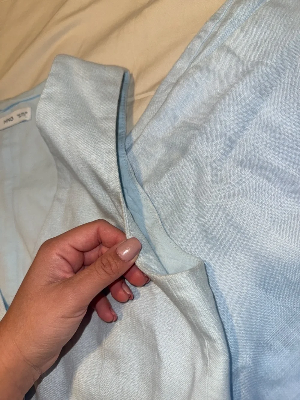 Mango Pale Blue Linen Vest & Tailored Pants Set XS / 2